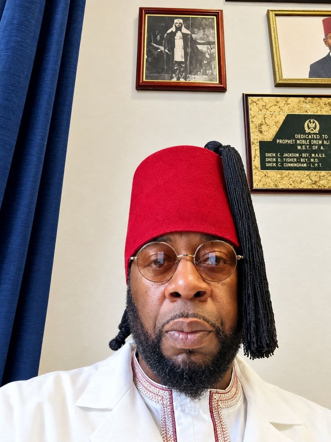 Traditional attire reflecting the shop's Moorish American heritage